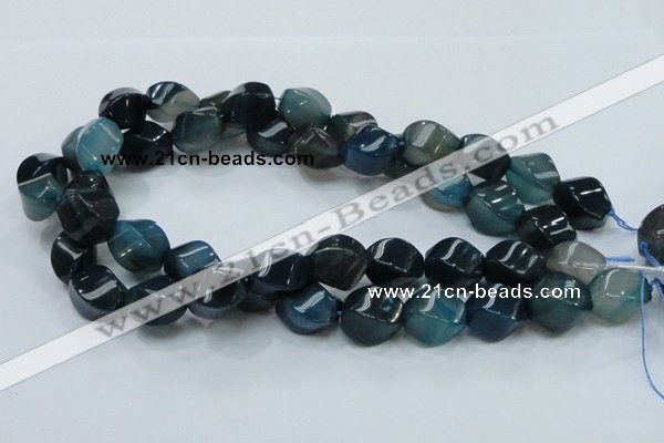 CAG220 15.5 inches 13*18mm twisted blue agate gemstone beads