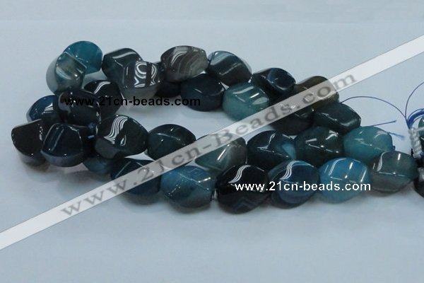 CAG221 15.5 inches 17*25mm twisted blue agate gemstone beads