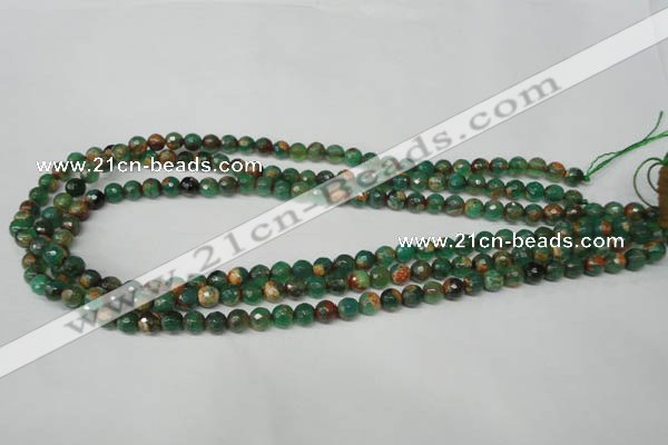 CAG2221 15.5 inches 6mm faceted round fire crackle agate beads