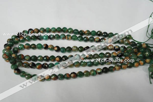 CAG2222 15.5 inches 8mm faceted round fire crackle agate beads