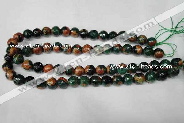 CAG2224 15.5 inches 12mm faceted round fire crackle agate beads