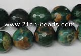 CAG2225 15.5 inches 14mm faceted round fire crackle agate beads