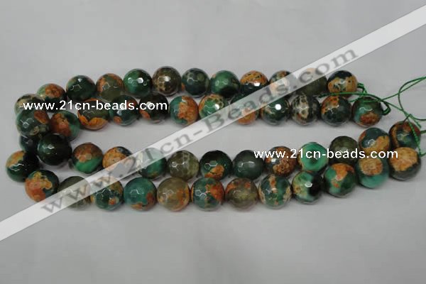 CAG2226 15.5 inches 16mm faceted round fire crackle agate beads