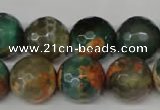 CAG2227 15.5 inches 18mm faceted round fire crackle agate beads