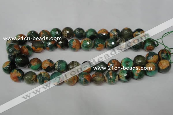 CAG2227 15.5 inches 18mm faceted round fire crackle agate beads