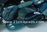 CAG223 15.5 inches 15*20mm faceted briolette blue agate beads