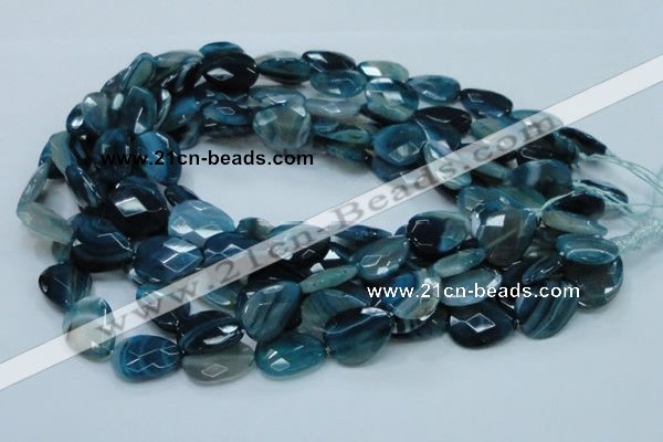 CAG223 15.5 inches 15*20mm faceted briolette blue agate beads