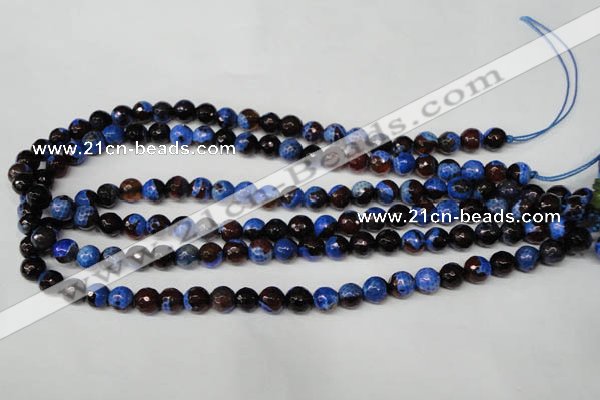 CAG2232 15.5 inches 8mm faceted round fire crackle agate beads