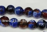 CAG2234 15.5 inches 12mm faceted round fire crackle agate beads