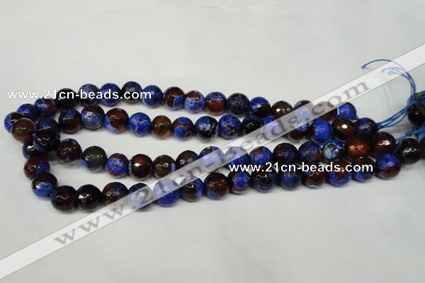 CAG2234 15.5 inches 12mm faceted round fire crackle agate beads