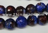 CAG2235 15.5 inches 14mm faceted round fire crackle agate beads