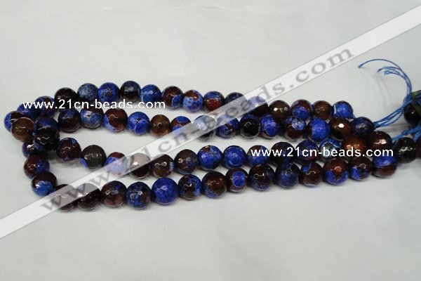 CAG2235 15.5 inches 14mm faceted round fire crackle agate beads