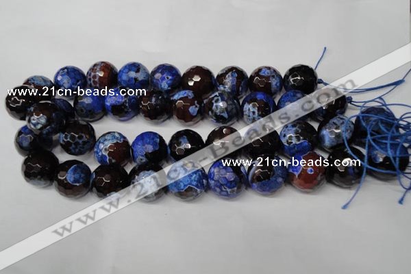 CAG2236 15.5 inches 16mm faceted round fire crackle agate beads