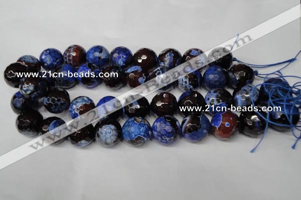 CAG2237 15.5 inches 18mm faceted round fire crackle agate beads