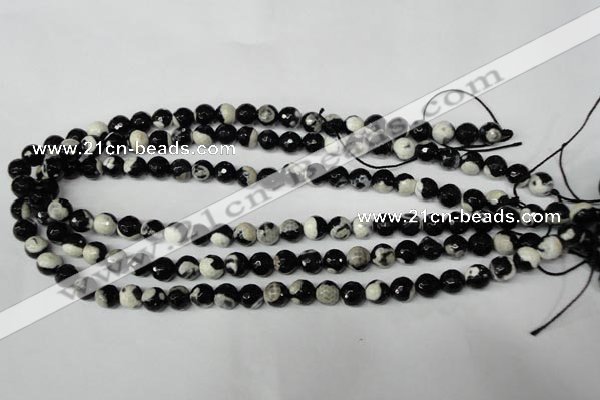 CAG2242 15.5 inches 8mm faceted round fire crackle agate beads