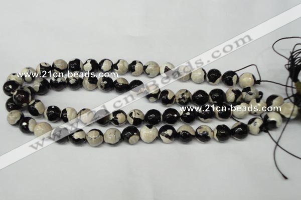 CAG2244 15.5 inches 12mm faceted round fire crackle agate beads