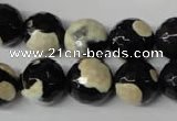 CAG2245 15.5 inches 14mm faceted round fire crackle agate beads