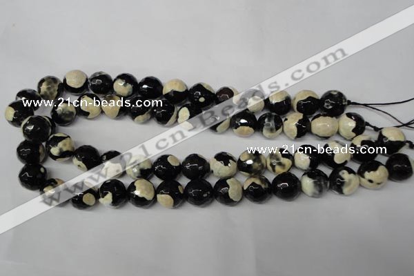 CAG2245 15.5 inches 14mm faceted round fire crackle agate beads
