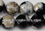 CAG2247 15.5 inches 18mm faceted round fire crackle agate beads