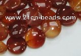 CAG225 15.5 inches 12mm flat round red agate gemstone beads