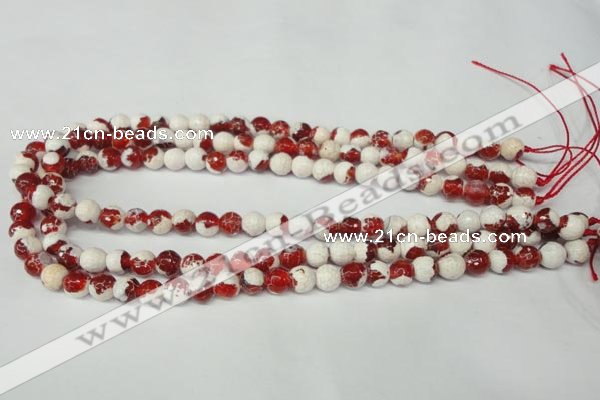 CAG2251 15.5 inches 6mm faceted round fire crackle agate beads