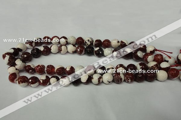 CAG2254 15.5 inches 12mm faceted round fire crackle agate beads