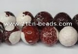 CAG2255 15.5 inches 14mm faceted round fire crackle agate beads