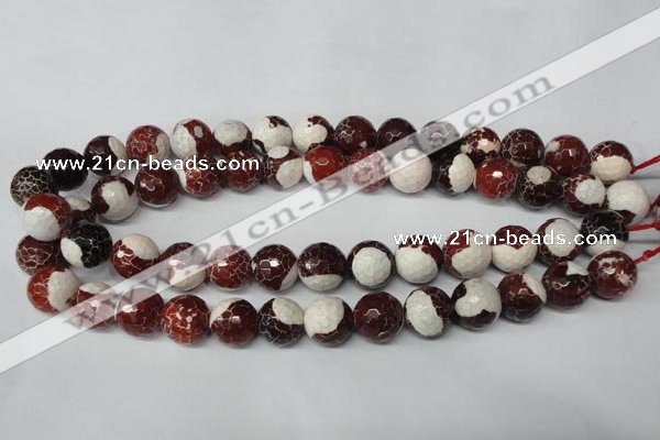 CAG2255 15.5 inches 14mm faceted round fire crackle agate beads