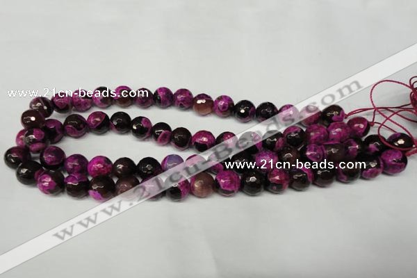 CAG2264 15.5 inches 12mm faceted round fire crackle agate beads