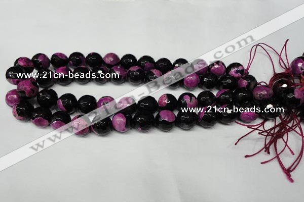 CAG2265 15.5 inches 14mm faceted round fire crackle agate beads