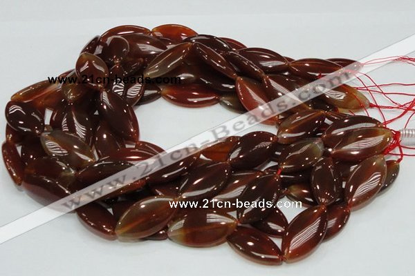 CAG227 15.5 inches 16*30mm marquise red agate gemstone beads