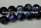 CAG2275 15.5 inches 14mm faceted round fire crackle agate beads