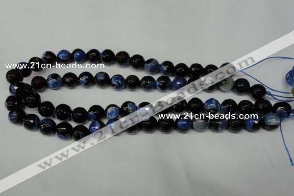 CAG2275 15.5 inches 14mm faceted round fire crackle agate beads