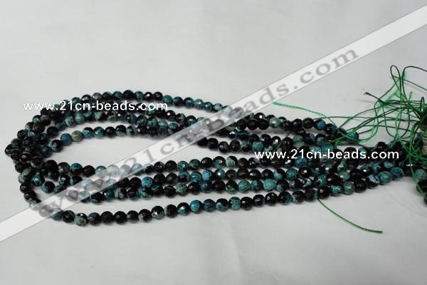 CAG2281 15.5 inches 6mm faceted round fire crackle agate beads