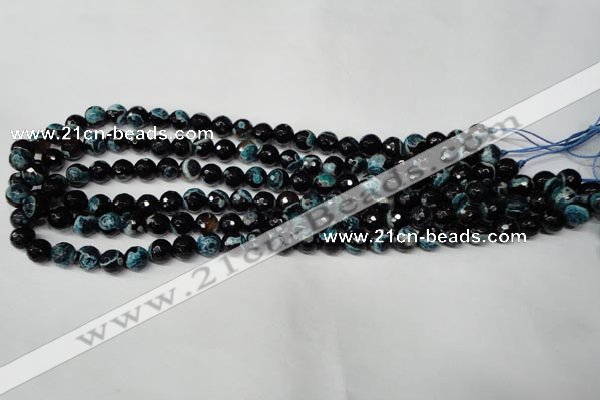 CAG2282 15.5 inches 8mm faceted round fire crackle agate beads