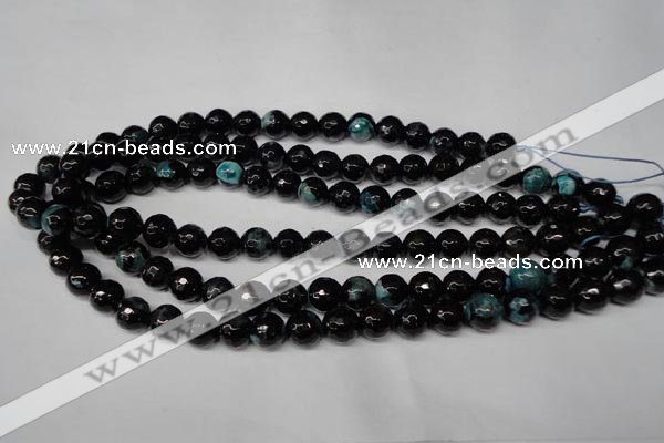 CAG2284 15.5 inches 12mm faceted round fire crackle agate beads