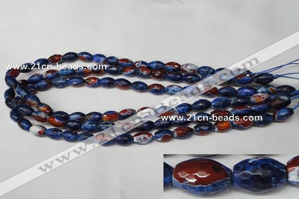 CAG2290 15.5 inches 8*12mm faceted rice fire crackle agate beads