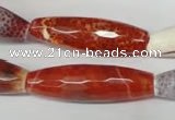 CAG2293 15.5 inches 12*40mm faceted rice fire crackle agate beads