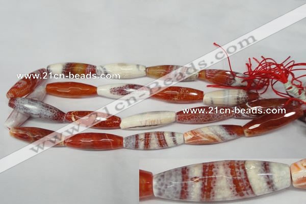 CAG2293 15.5 inches 12*40mm faceted rice fire crackle agate beads