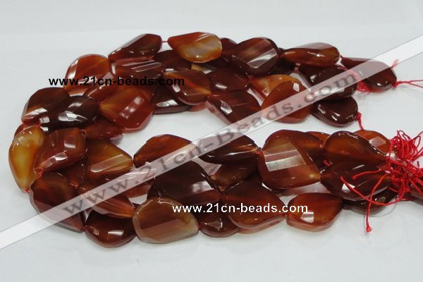 CAG230 15.5 inches 22*30mm faceted twisted teardrop red agate beads