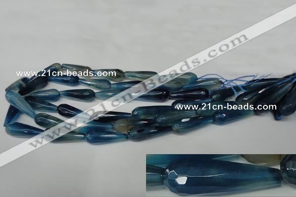 CAG2306 15.5 inches 10*30mm faceted teardrop agate gemstone beads