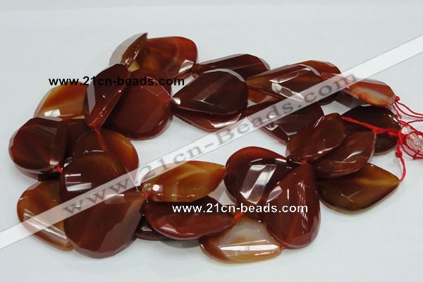 CAG231 15.5 inches 30*40mm faceted twisted teardrop red agate beads