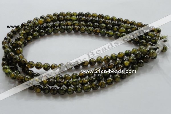 CAG234 15.5 inches 8mm round dragon veins agate gemstone beads