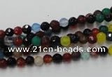 CAG2350 15.5 inches 4mm faceted round multi colored agate beads