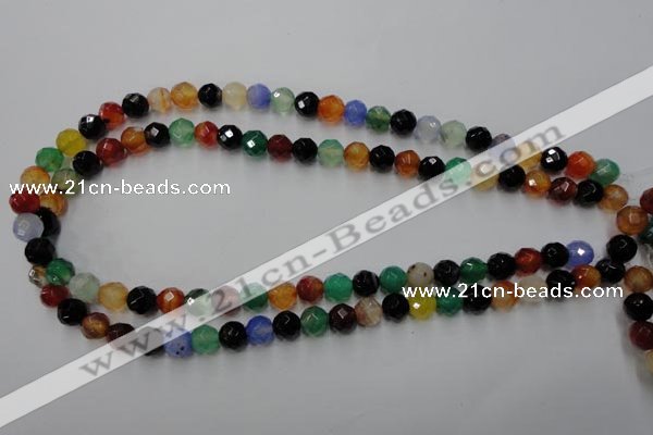 CAG2351 15.5 inches 6mm faceted round multi colored agate beads