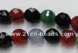 CAG2353 15.5 inches 10mm faceted round multi colored agate beads