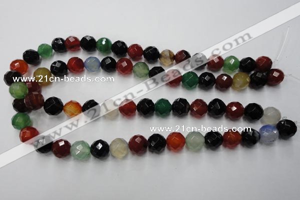 CAG2353 15.5 inches 10mm faceted round multi colored agate beads