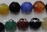 CAG2355 15.5 inches 14mm faceted round multi colored agate beads