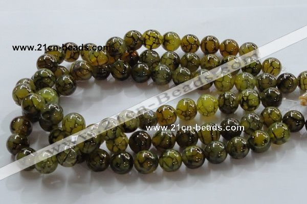 CAG237 15.5 inches 14mm round dragon veins agate gemstone beads