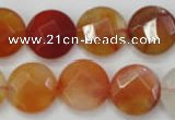 CAG2396 15.5 inches 20mm faceted coin red agate beads wholesale